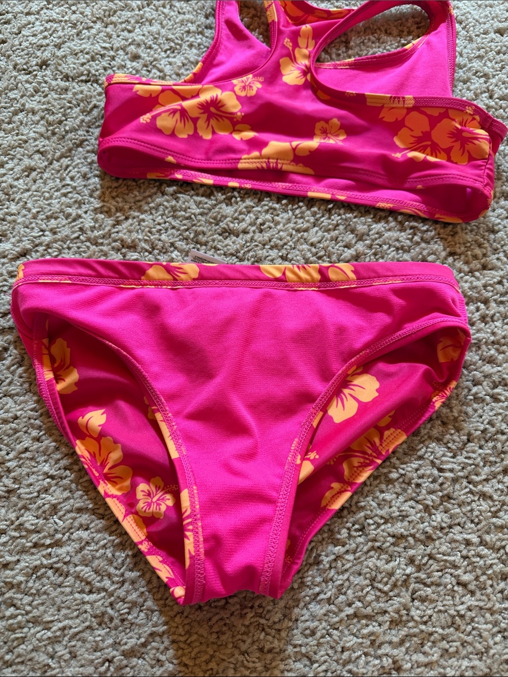 Girls' Pink Floral Two-Piece Swim Set - Picture 4 of 5